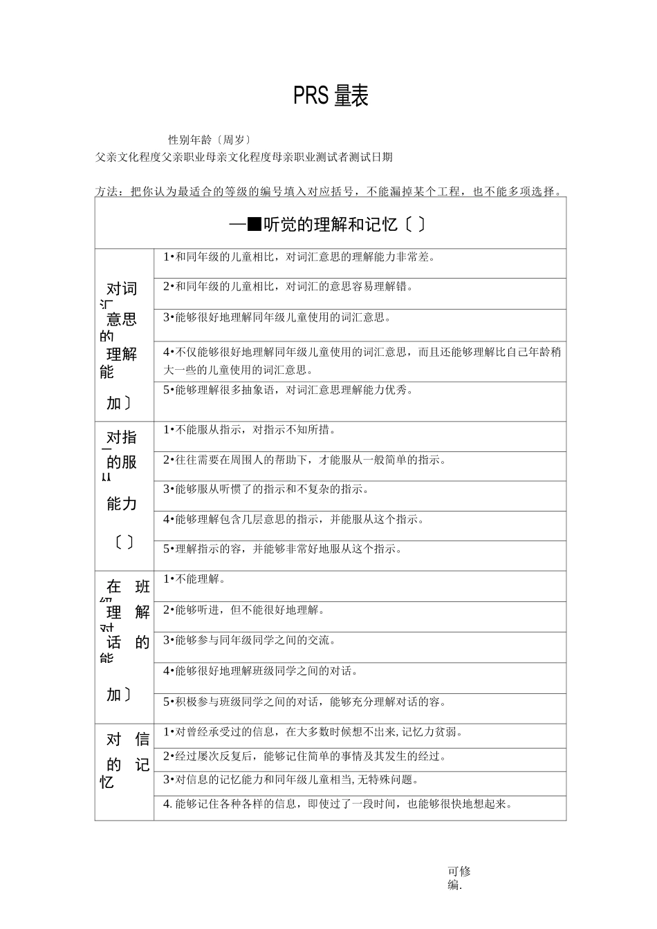 PRS量表——学习障碍筛查量表_第1页