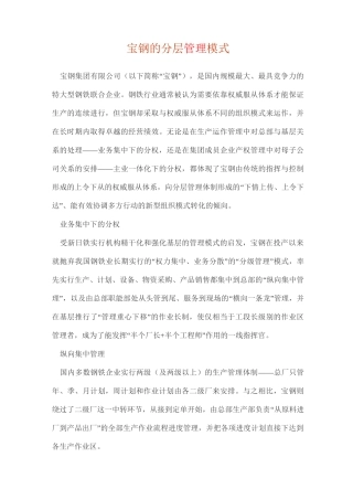 宝钢的分层管理模式