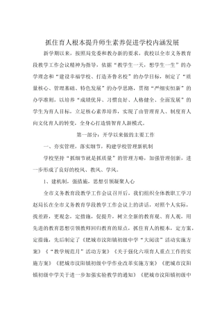 中学教学视导汇报材料