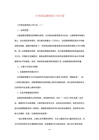 小学思品教研组工作计划