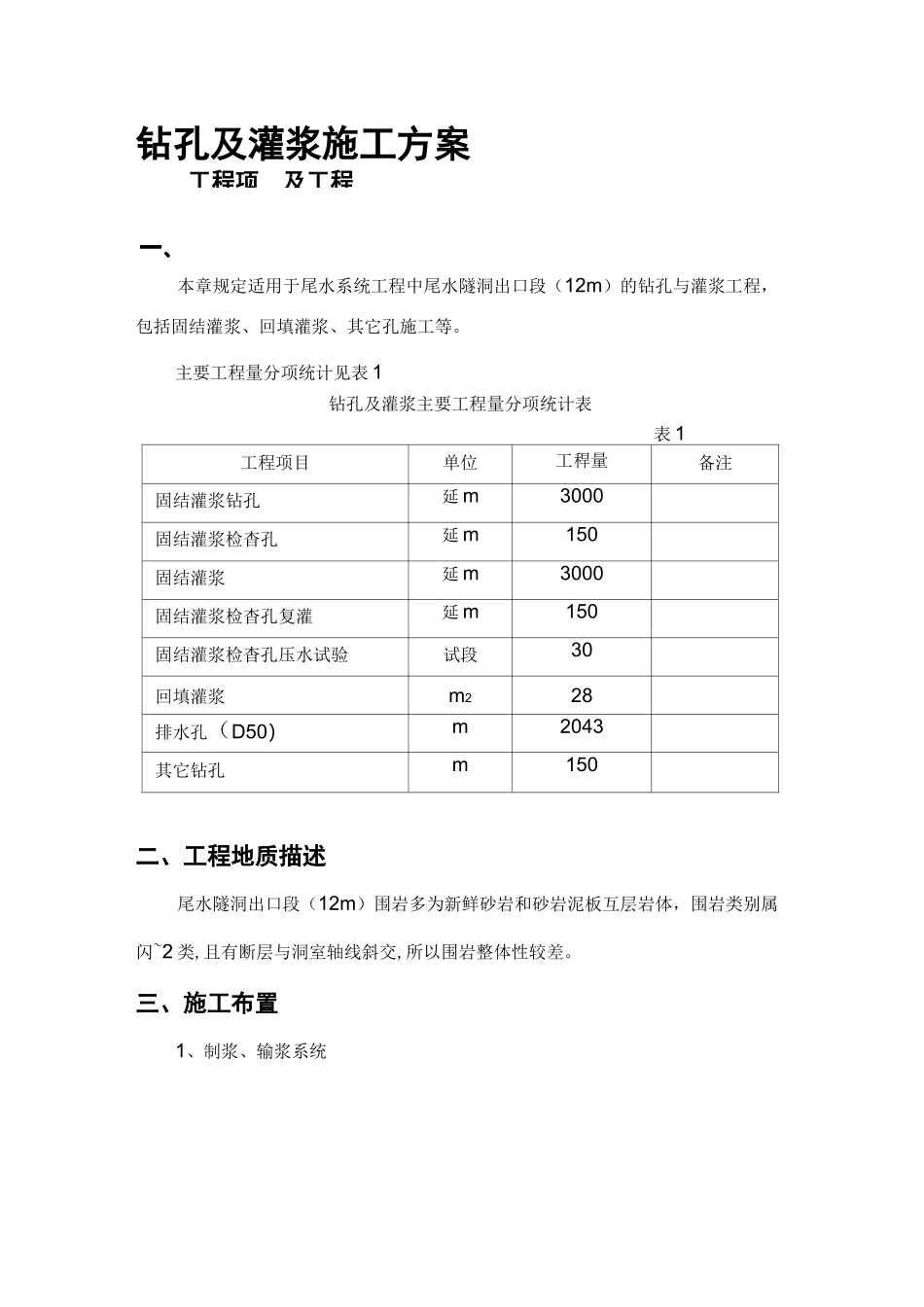 最新钻孔及灌浆施工方案_第1页
