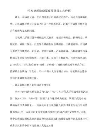 污水处理除磷原理及除磷工艺详解