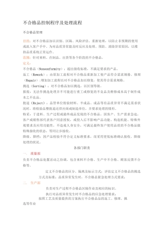 不合格品控制程序及处理流程
