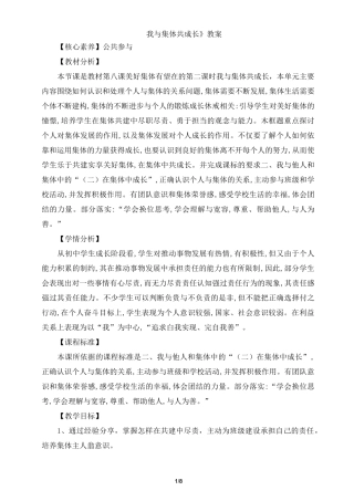 《我与集体共成长》教案