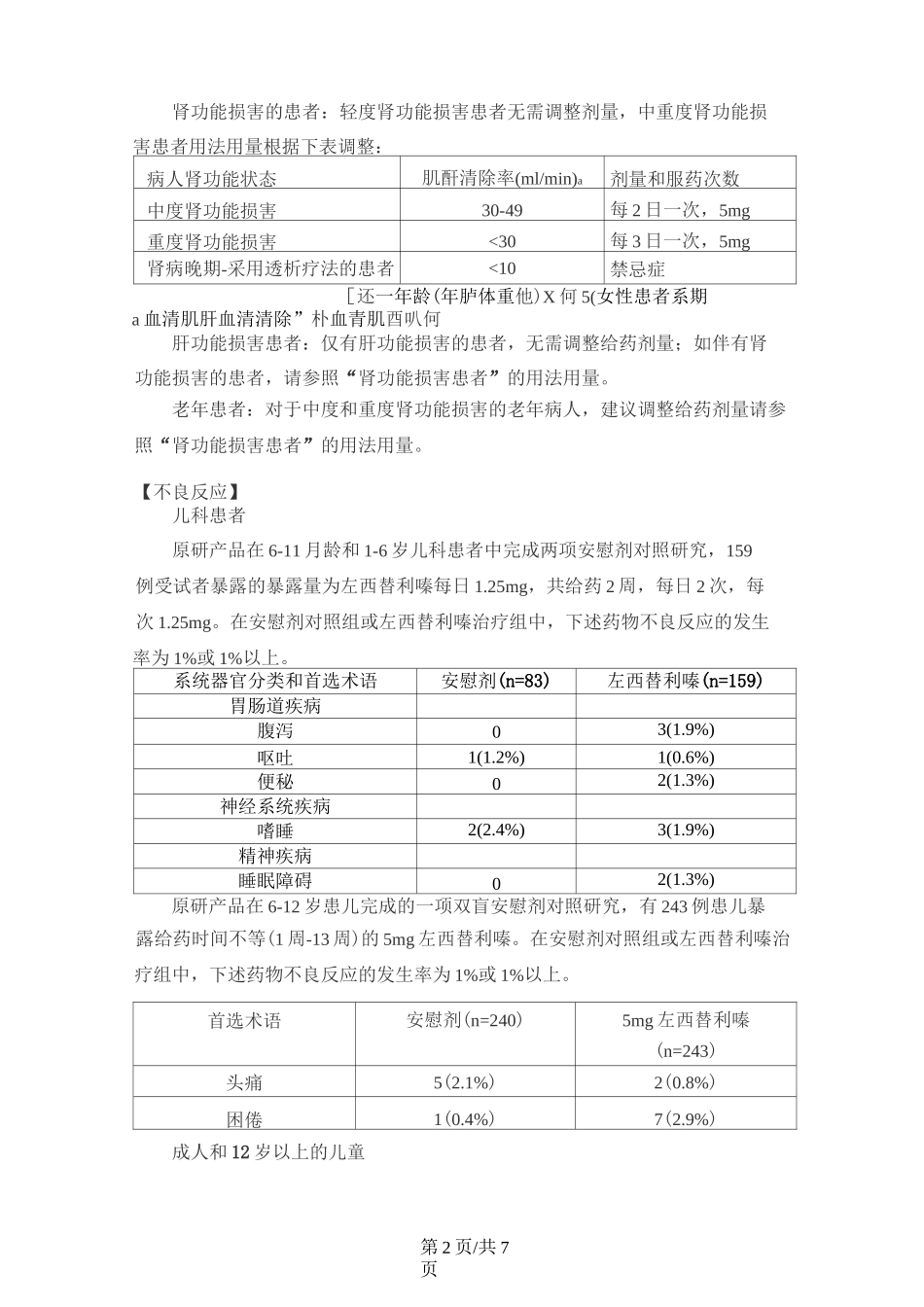 盐酸左西替利嗪片说明书_第2页
