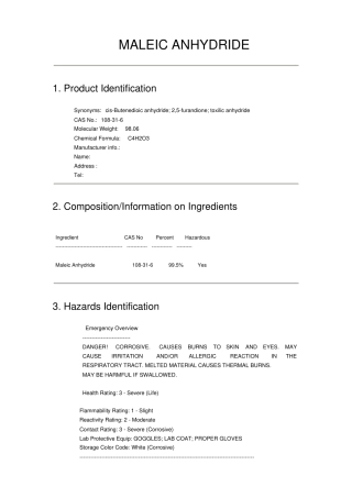 马来酸酐MSDS英文版