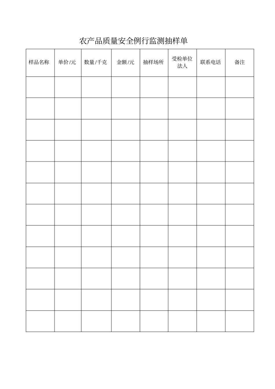 马桥镇村农产品质量安全巡查监管记录表_第2页