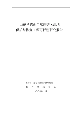 马踏湖湿地保护与恢复可研报告