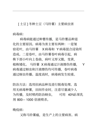 马铃薯主要病虫害