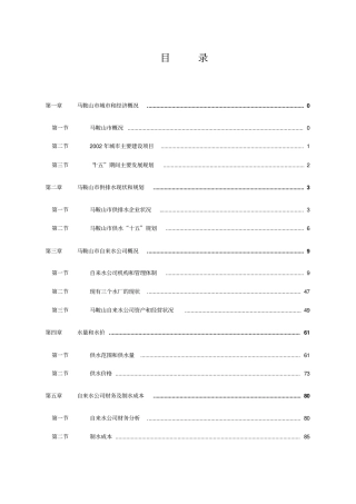 马鞍山供水项目投资可行性分析报告