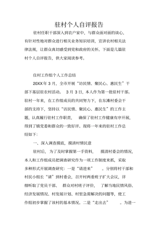 驻村个人自评报告