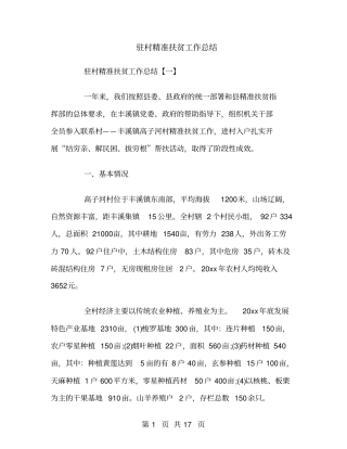 驻村精准扶贫工作总结