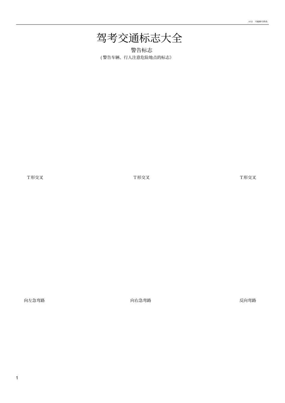 驾考交通标志大全整理版_第1页