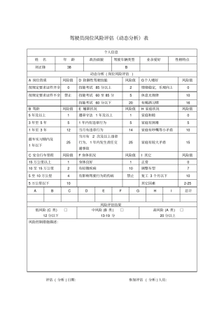 驾驶员岗位风险评价