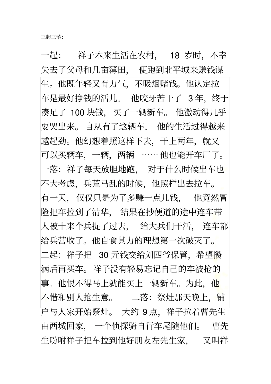 骆驼祥子-三起三落及其他相关的一些资料_第2页