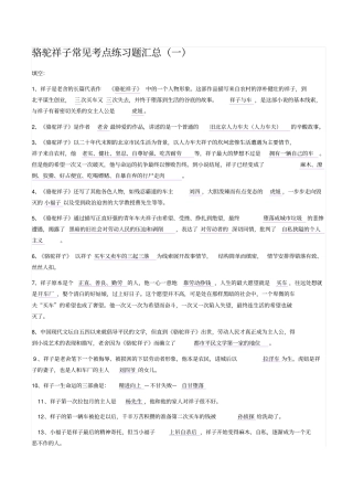 骆驼祥子常见考点练习题汇总