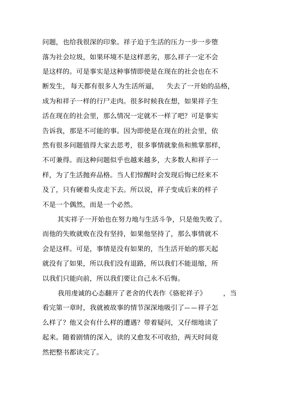 骆驼祥子读书笔记精选集_第2页