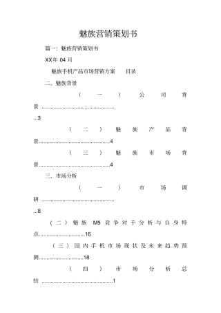 魅族营销策划书