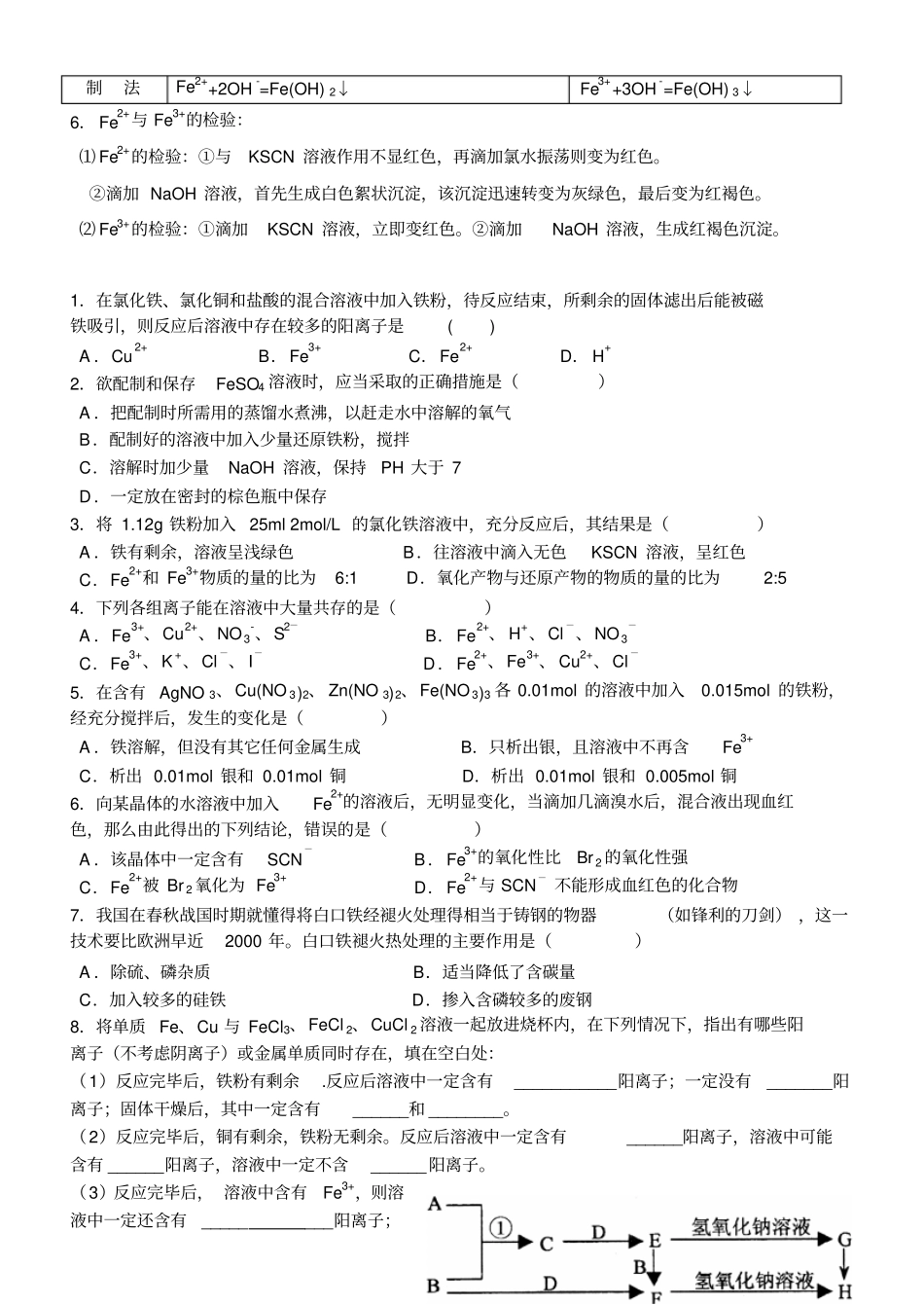 鲁科版高中化学必修一复习点点通系列金属元素之铁x_第2页