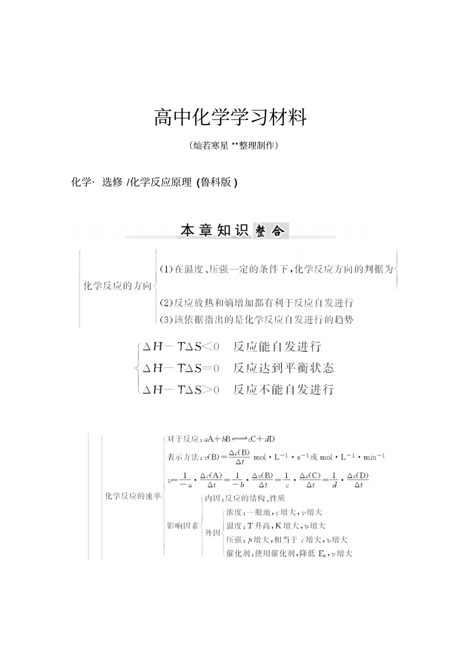 鲁科版高中化学选修四本章知识整合x_第1页