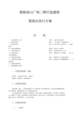 鲁能泰山广场二期开盘盛典策划执行方案