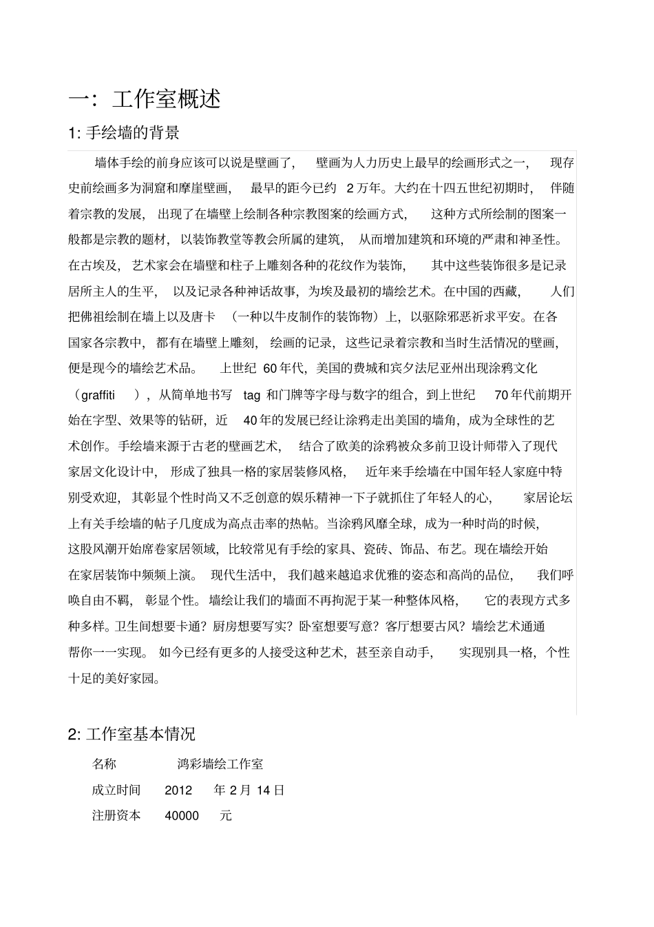 鸿彩墙绘可行性研究报告范文_第2页