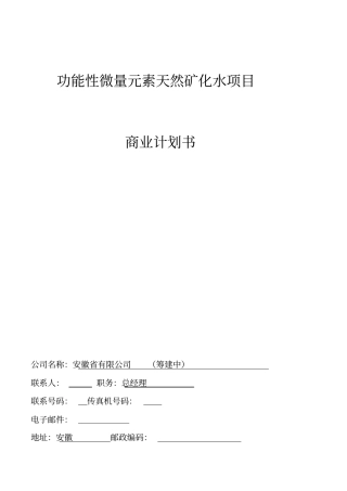 麦饭石商业计划书