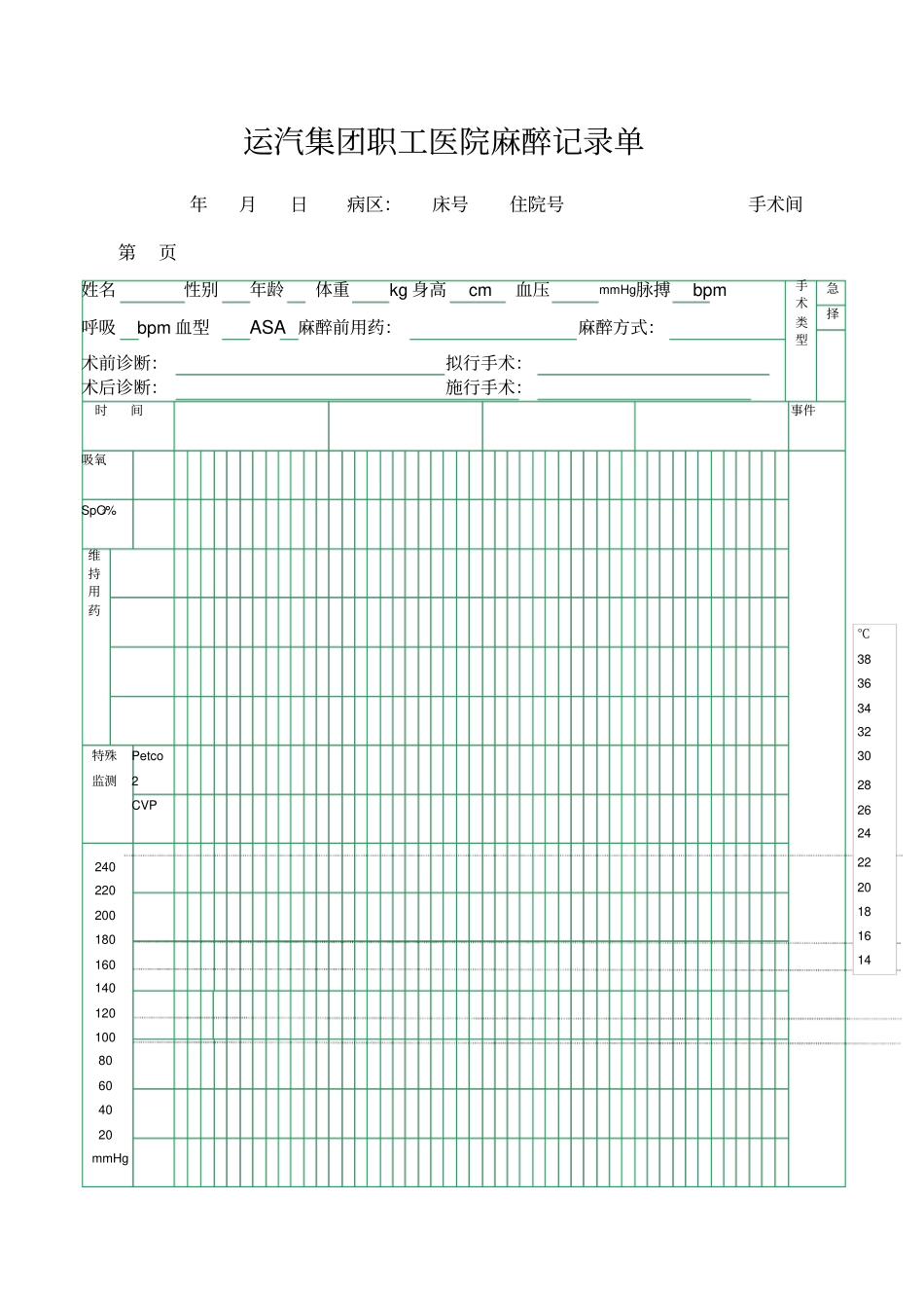麻醉记录单模板_第1页