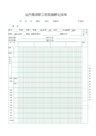 麻醉记录单模板