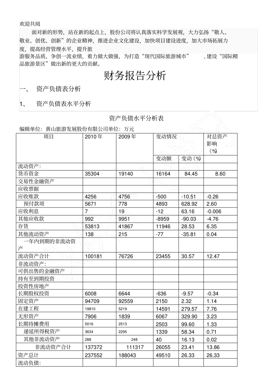 黄山旅游发展股份有限公司财务分析报告_第2页