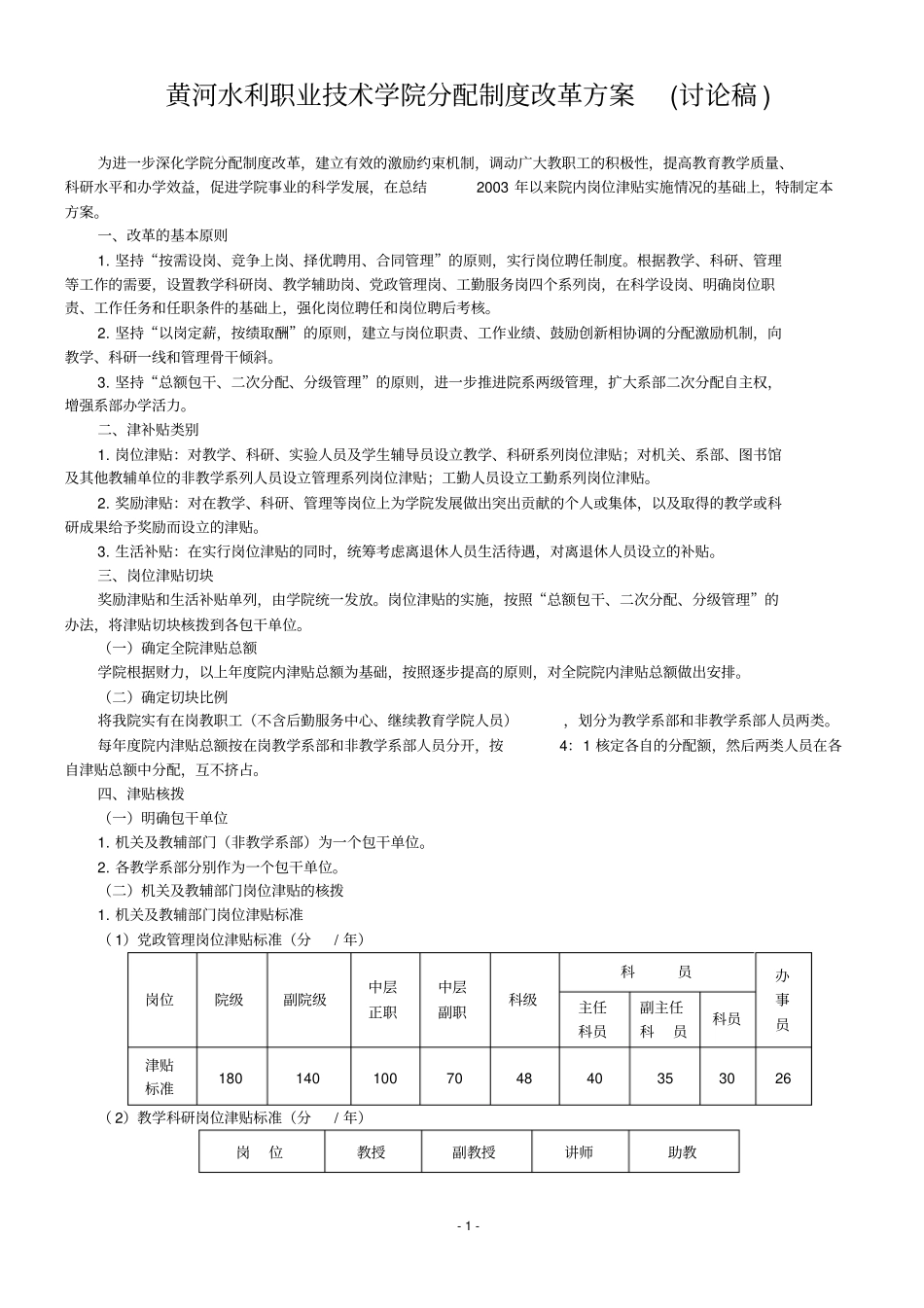 黄河水利职业技术学院分配制度改革方案分析_第1页