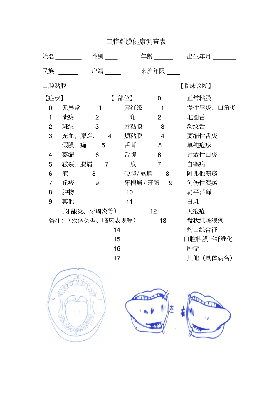 黏膜病调查表200份教学大纲_第2页