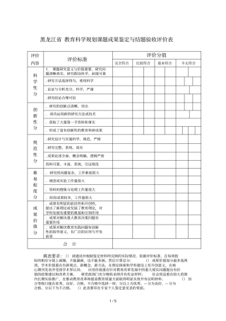 黑龙江教育科学规划课题成果鉴定与结题验收评价表
