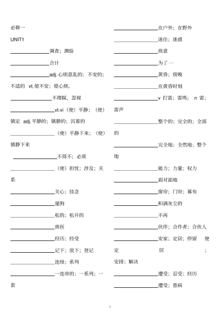 默写-高中英语必修1至5词汇大全-人教版汇总