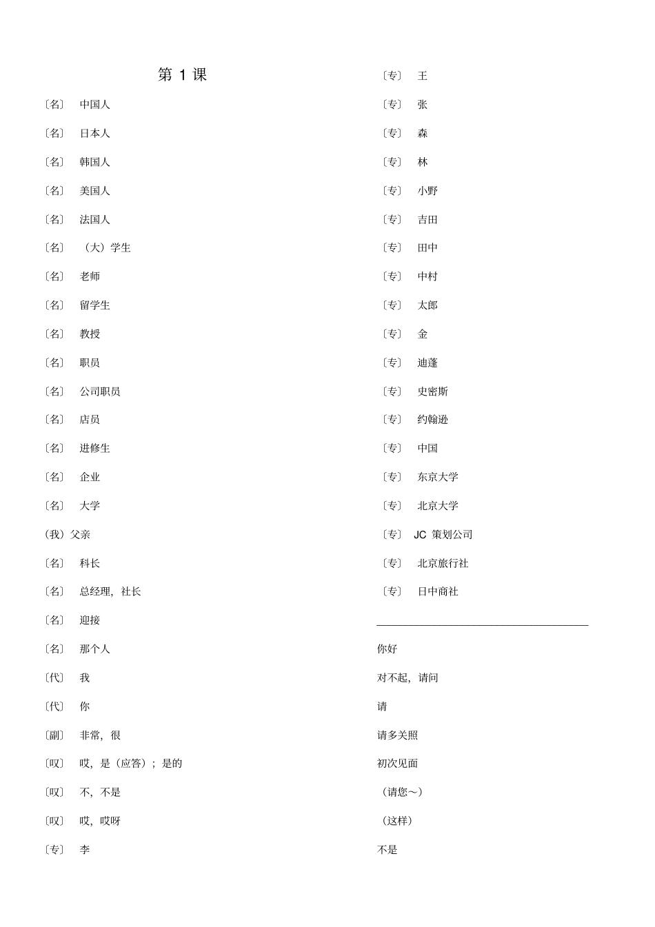 默写版新版标准日本语单词表_第1页