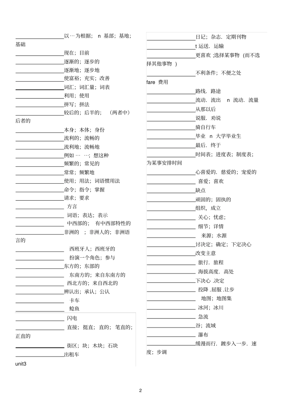 默写高中英语必修1至5词汇大全-人教版汇总_第2页