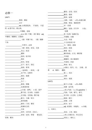 默写高中英语必修1至5词汇大全-人教版汇总