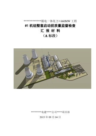 #1机组整套启动前质量监督检查汇报材料