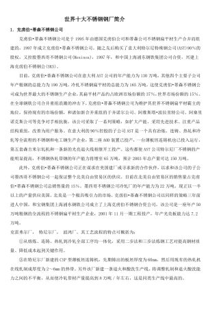 #世界十大不锈钢钢厂简介