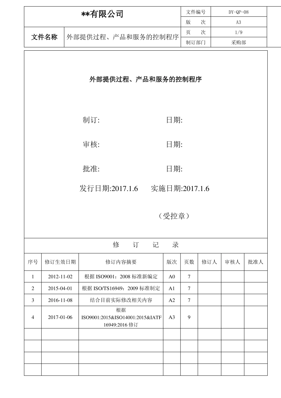 008外部提供过程、产品和服务的控制程序_第1页