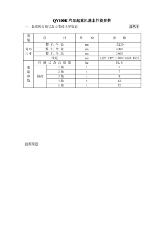 100t汽车吊性能表