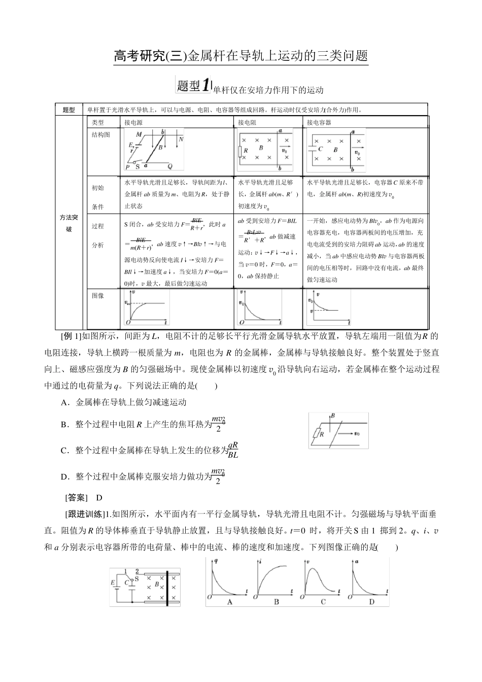 105金属杆在导轨上运动的三类问题_第1页