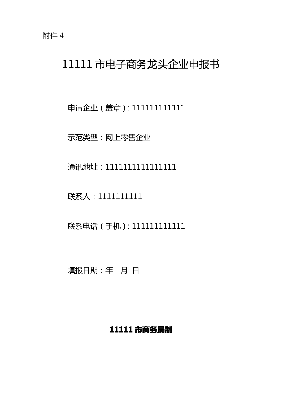 11111电子商务龙头企业申报书_第1页