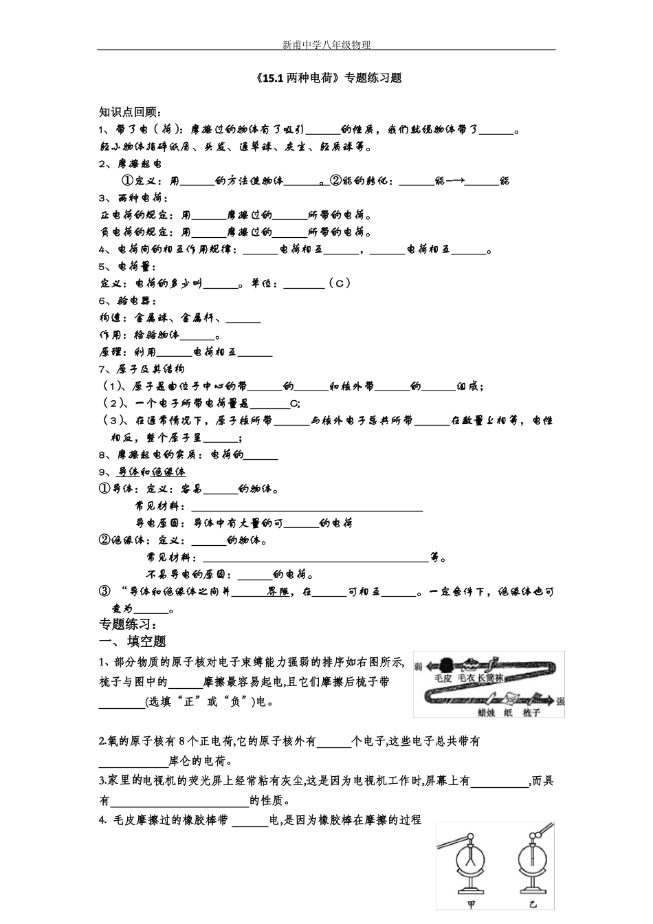 11两种电荷专项练习题_第1页