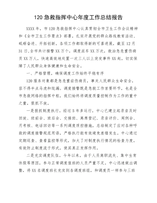 120急救指挥中心年工作总结报告