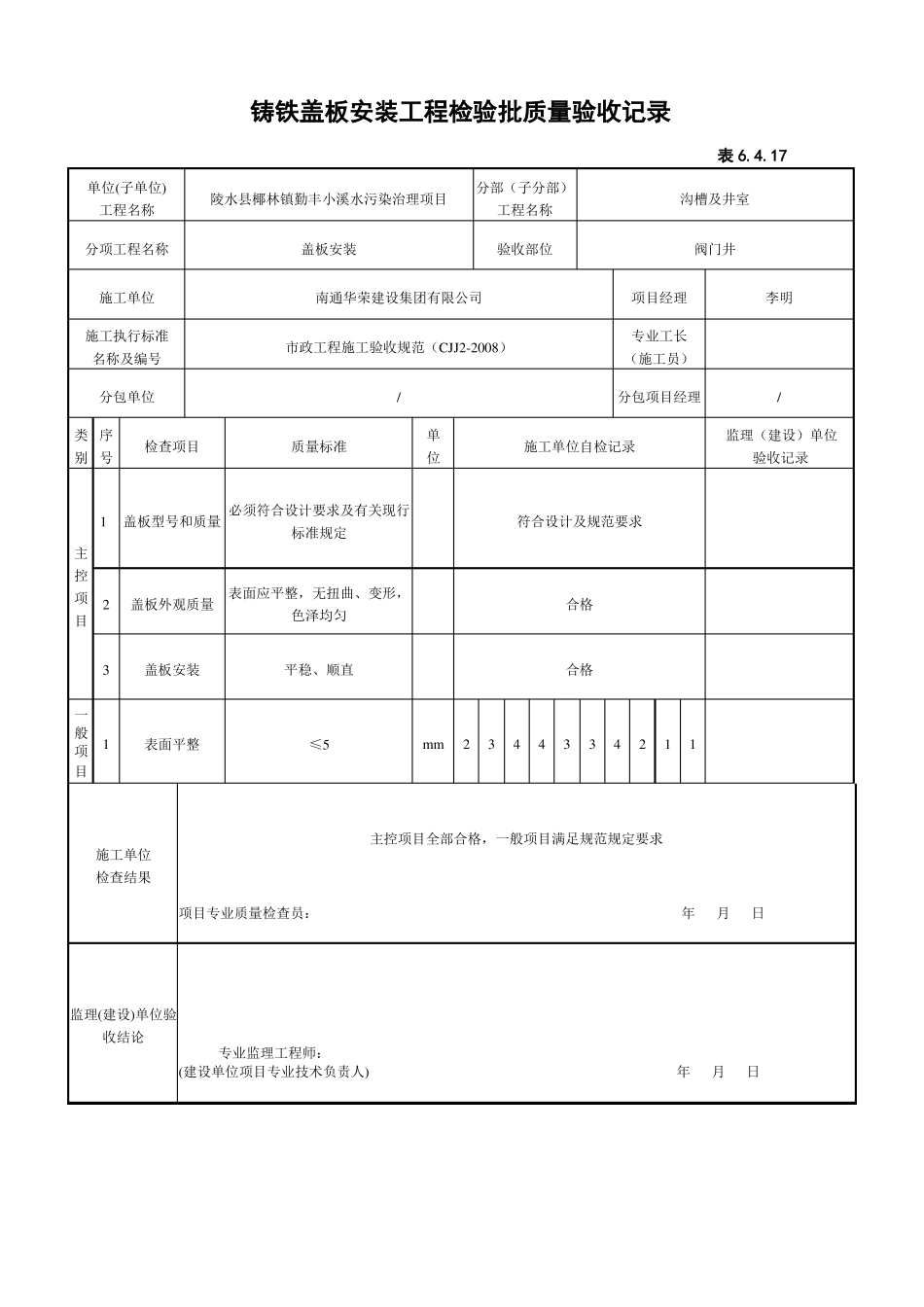17-沟道盖板安装工程检验批质量验收记录_第3页