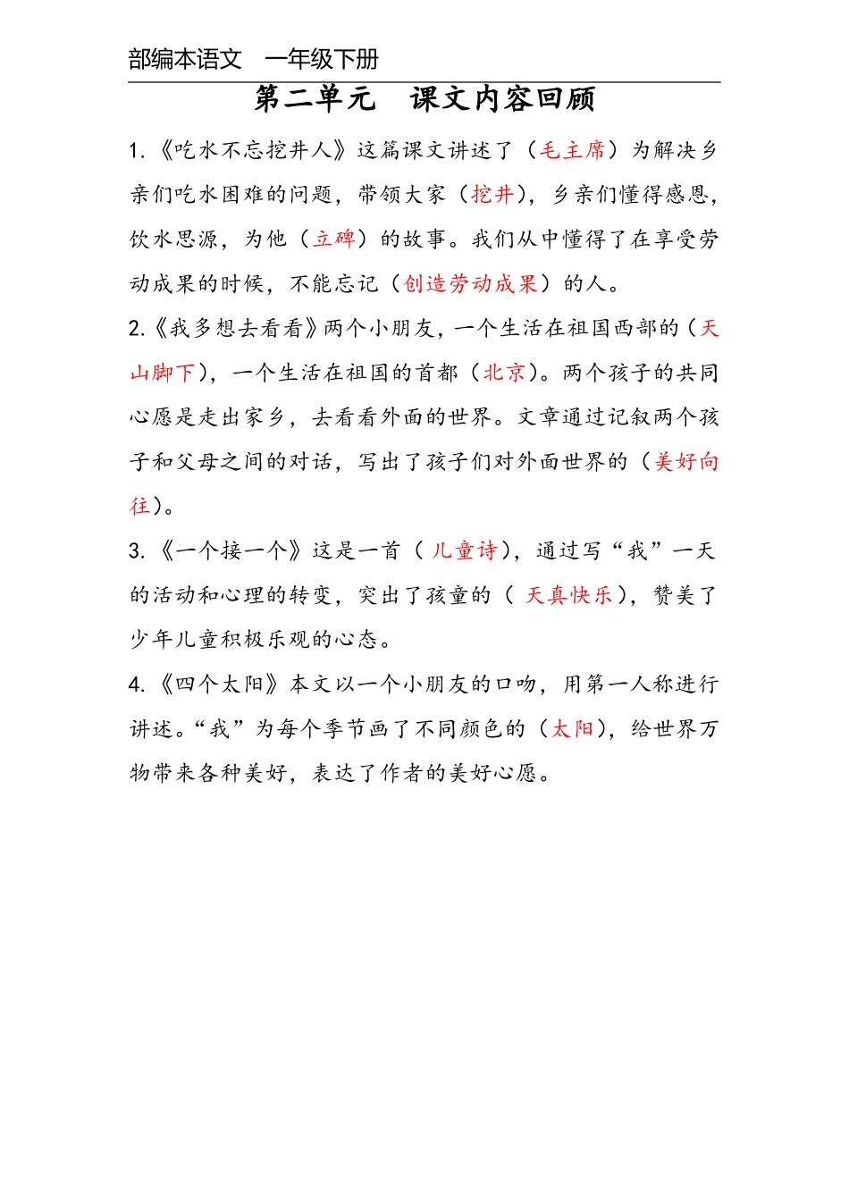 1下语文课文内容回顾全册_第2页