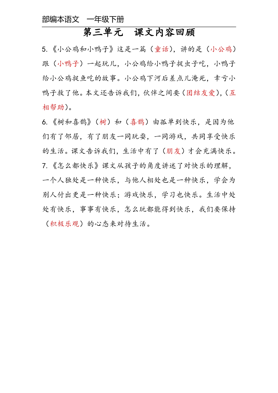 1下语文课文内容回顾全册_第3页