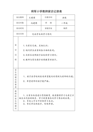 1小学教师家访记录表