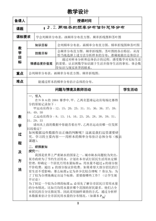 1用样本的频率分布估计总体分布优秀教案